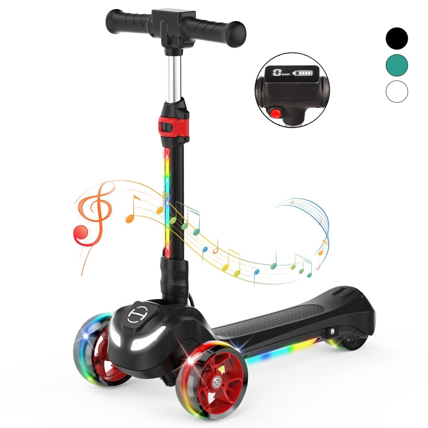 RIDEN iK3Pro Kids Electric Scooter | Height-Adjustable, Colourful LED Lights, Top Speed 6mph, Ages 4+