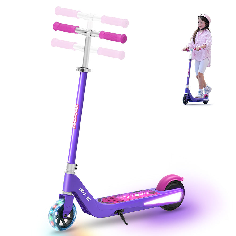 RIDEN iK3Pro Kids Electric Scooter | Height-Adjustable, Colourful LED Lights, Top Speed 6mph, Ages 4+
