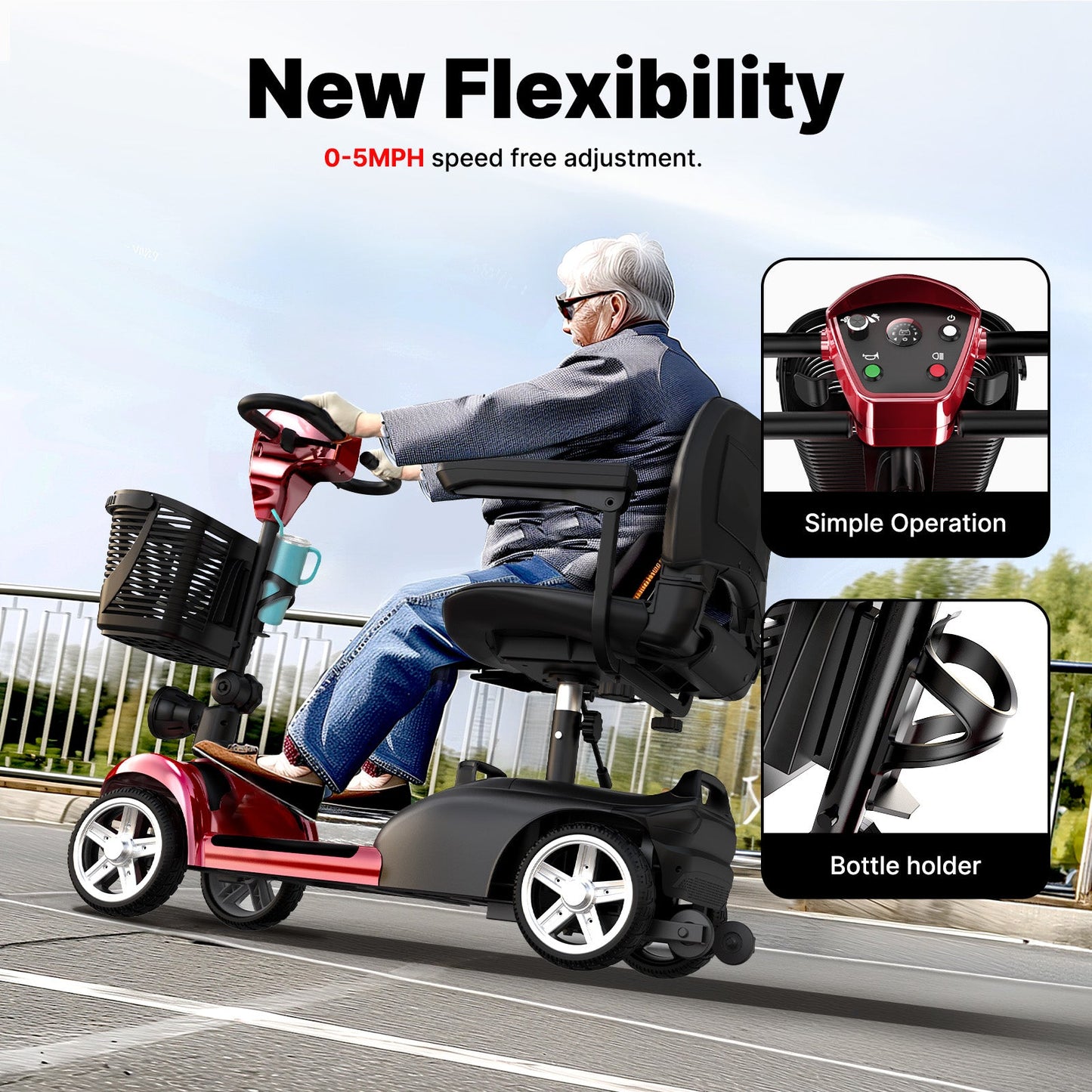 RIDEN X02 Mobility Scooter | Folding, 250W, Top Speed 5mph, 12-Mile Range, Swivel Seat, UKCA Certified